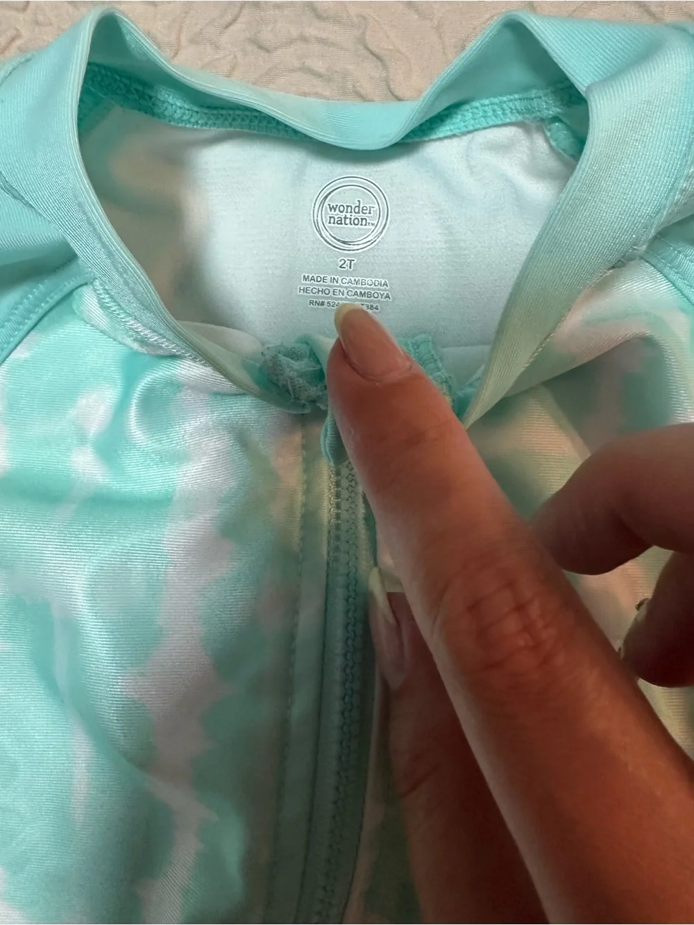 wonder nation Aqua Tie-Dye Long-Sleeve One-Piece Swimsuit